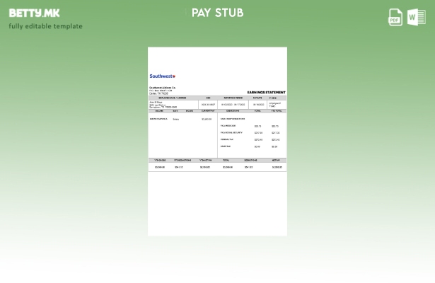 Модерен стил на шаблон за изводи за заработка на Southwest Airlines CO